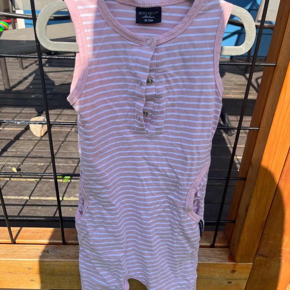 Little Bipsy Pink and White Striped Outfit